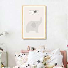 Quadro Infantil Didático Elefante 60x43 Caixa Marfim