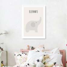 Quadro Infantil Didático Elefante 86x60 Caixa Branco