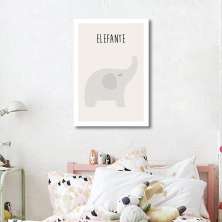 Quadro Infantil Didático Elefante 86x60 Sem Moldura