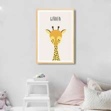 Quadro Infantil Didático Girafa 100x70 Caixa Marfim