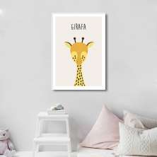Quadro Infantil Didático Girafa 100x70 Filete Branco
