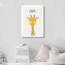 Quadro Infantil Didático Girafa 43x30 Sem Moldura