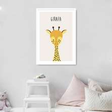 Quadro Infantil Didático Girafa 60x43 Caixa Branco