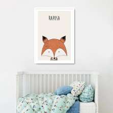 Quadro Infantil Didático Raposa 100x70 Caixa Branco
