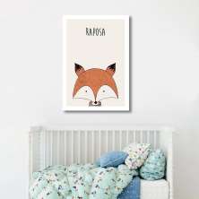 Quadro Infantil Didático Raposa 43x30 Sem Moldura