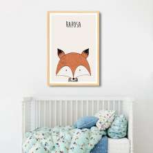 Quadro Infantil Didático Raposa 86x60 Caixa Marfim