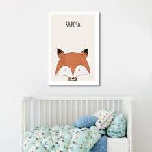 Quadro Infantil Didático Raposa 86x60 Filete Branco