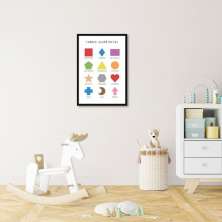 Quadro Infantil Formas Geométricas 100x70 Caixa Preto