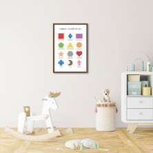 Quadro Infantil Formas Geométricas 60x43 Caixa Marrom