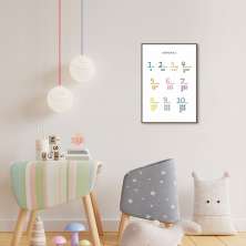 Quadro Infantil Números 43x30 Filete Marrom