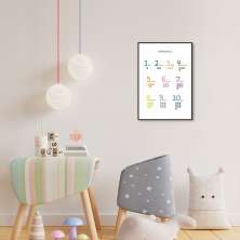 Quadro Infantil Números 43x30 Filete Preto