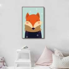 Quadro Infantil Raposa na Neve 100x70 Filete Marrom