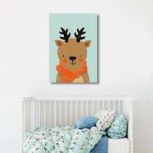 Quadro Infantil Rena na Neve 100x70 Sem Moldura