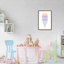 Quadro Infantil Sorvete Colorido 100x70 Caixa Marrom