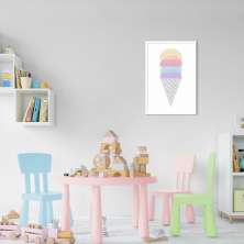 Quadro Infantil Sorvete Colorido 86x60 Caixa Branco