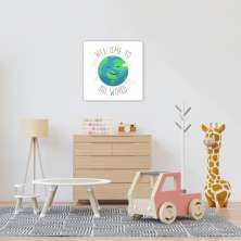 Quadro Infantil Welcome to the World 43x43 Sem Moldura