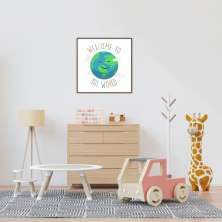 Quadro Infantil Welcome to the World 60x60 Filete Marrom