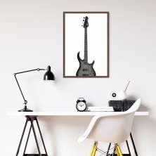 Quadro Instrumento Musical Baixo 43x30 Caixa Marrom