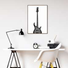 Quadro Instrumento Musical Baixo 86x60 Filete Marrom