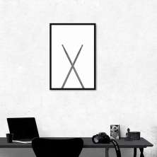 Quadro Instrumento Musical Baquetas 100x70 Caixa Preto
