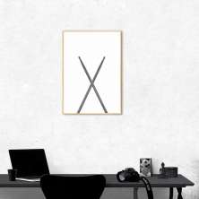Quadro Instrumento Musical Baquetas 100x70 Filete Marfim