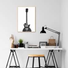 Quadro Instrumento Musical Guitarra 100x70 Filete Marfim