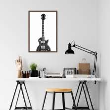 Quadro Instrumento Musical Guitarra 43x30 Caixa Marrom