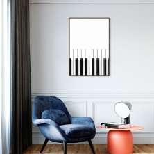 Quadro Instrumento Musical Piano 43x30 Filete Marrom