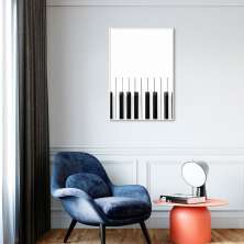 Quadro Instrumento Musical Piano 86x60 Filete Branco