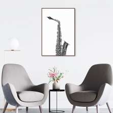 Quadro Instrumento Musical Saxone 100x70 Filete Marrom