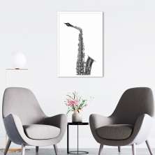 Quadro Instrumento Musical Saxone 43x30 Caixa Branco