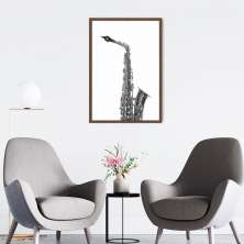Quadro Instrumento Musical Saxone 43x30 Caixa Marrom