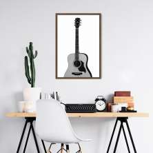 Quadro Instrumento Musical Violão 100x70 Caixa Marrom