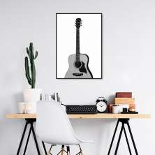 Quadro Instrumento Musical Violão 86x60 Filete Preto