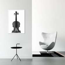 Quadro Instrumento Musical Violino 43x30 Caixa Branco
