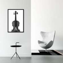 Quadro Instrumento Musical Violino 43x30 Caixa Preto