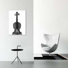 Quadro Instrumento Musical Violino 43x30 Filete Branco