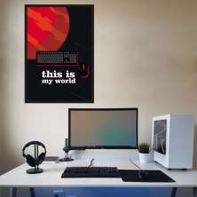 Quadro Jogador de Vídeo Game Desktop 100x70 Caixa Preto