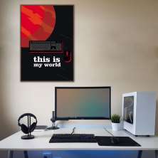 Quadro Jogador de Vídeo Game Desktop 100x70 Filete Marrom