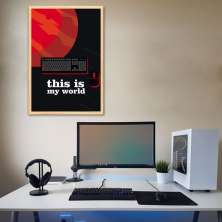 Quadro Jogador de Vídeo Game Desktop 60x43 Caixa Marfim