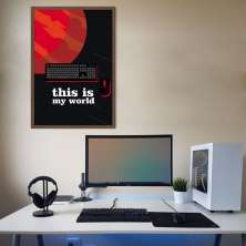Quadro Jogador de Vídeo Game Desktop 86x60 Filete Marrom