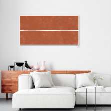 Quadro Laranja Linha Minimalista 100x50 Filete Branco
