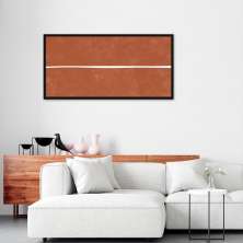 Quadro Laranja Linha Minimalista 120x60 Caixa Preto
