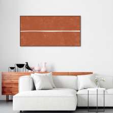 Quadro Laranja Linha Minimalista 86x43 Filete Marrom