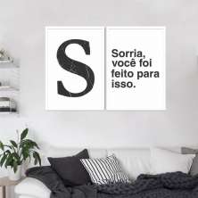 Quadro Letra S Frase Sorria 122x86 2-86x60 Caixa Branco