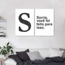 Quadro Letra S Frase Sorria 122x86 2-86x60 Sem Moldura