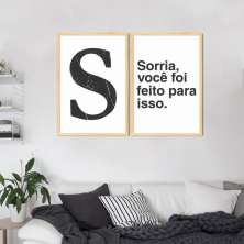 Quadro Letra S Frase Sorria 142x100 2-100x70 Caixa Marfim