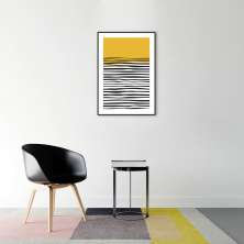 Quadro Linhas Abstratas 60x43 Filete Preto