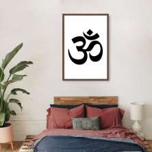 Quadro Mantra Om 43x30 Caixa Marrom
