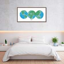 Quadro Mapa Mundi Globos Draw Art 100x50 Caixa Marrom